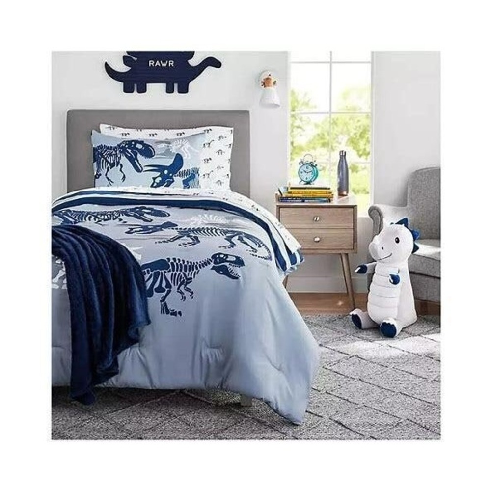 Member's Mark Bedding Set Kids Twin Multicolor New Jurassic Dinosaur 6pc